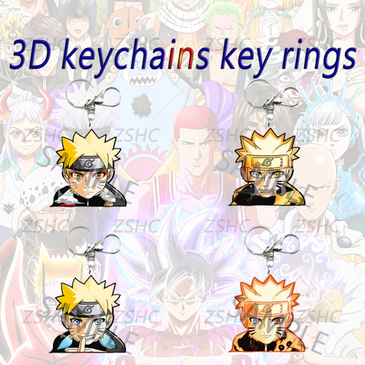 Naruto 3D gradient acrylic keychain cardboard packaging 5-8CM  price for 5 pcs  K-N05