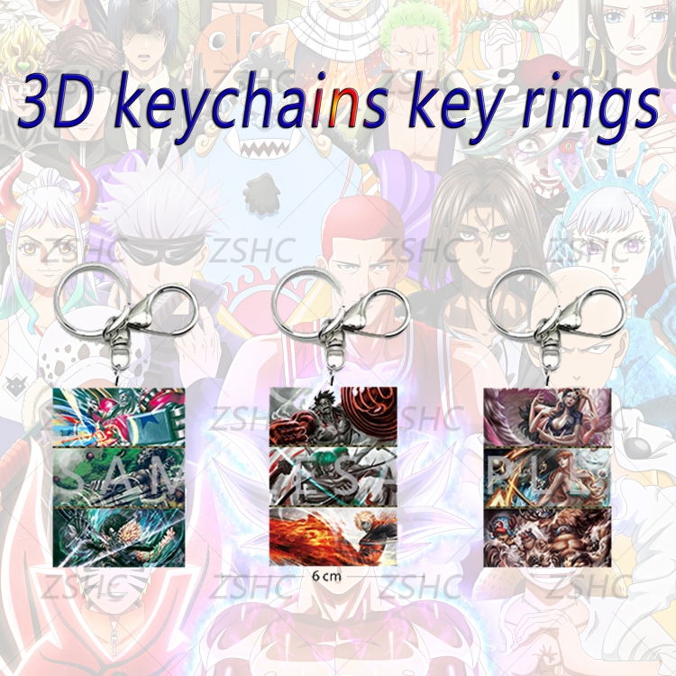 One Piece 3D gradient acrylic keychain cardboard packaging 5-8CM  price for 5 pcs  K-OP6