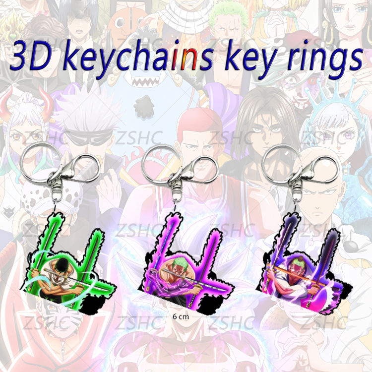 One Piece 3D gradient acrylic keychain cardboard packaging 5-8CM  price for 5 pcs  K-O33