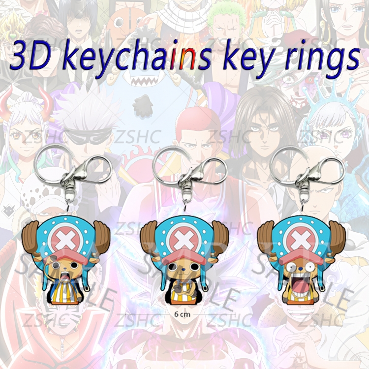 One Piece 3D gradient acrylic keychain cardboard packaging 5-8CM  price for 5 pcs  K-O05