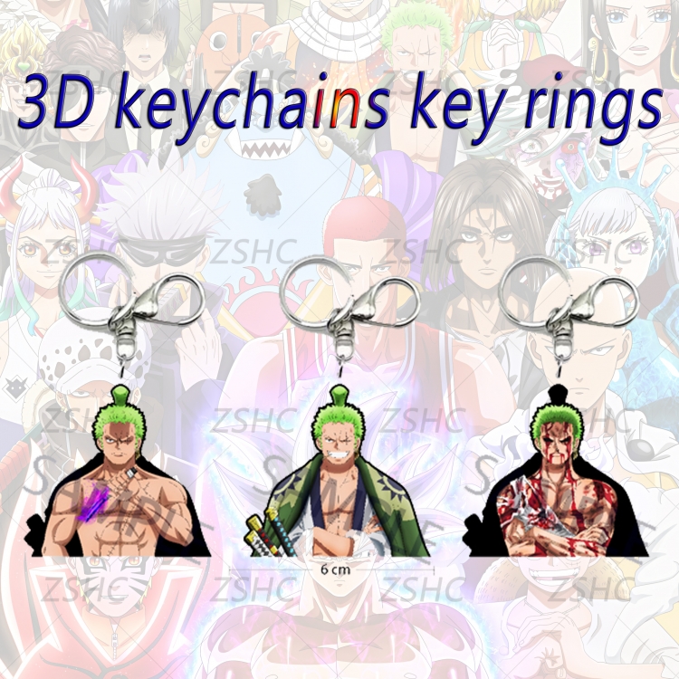 One Piece 3D gradient acrylic keychain cardboard packaging 5-8CM  price for 5 pcs  K-O32