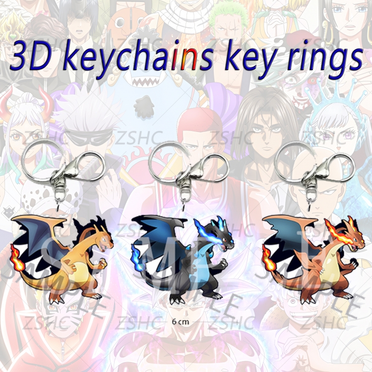 Pokemon 3D gradient acrylic keychain cardboard packaging 5-8CM  price for 5 pcs  K-P05