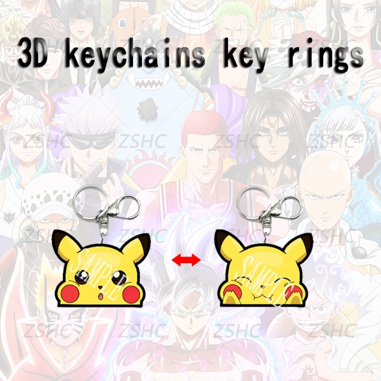 Pokemon 3D gradient acrylic keychain cardboard packaging 5-8CM  price for 5 pcs K-P2