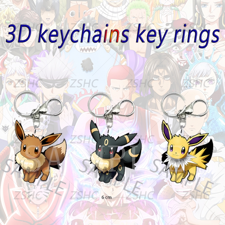 Pokemon 3D gradient acrylic keychain cardboard packaging 5-8CM  price for 5 pcs  K-P08