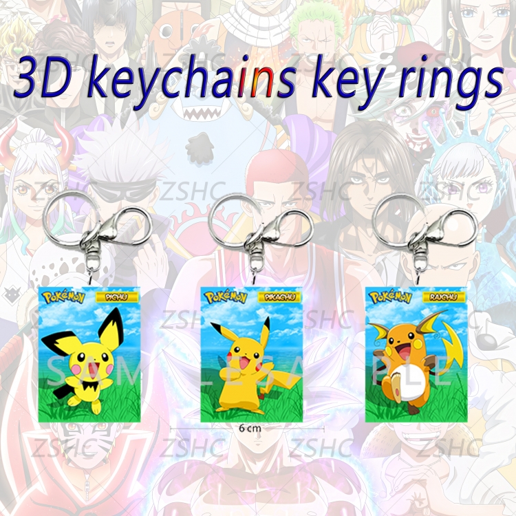 Pokemon 3D gradient acrylic keychain cardboard packaging 5-8CM  price for 5 pcs  K-P50
