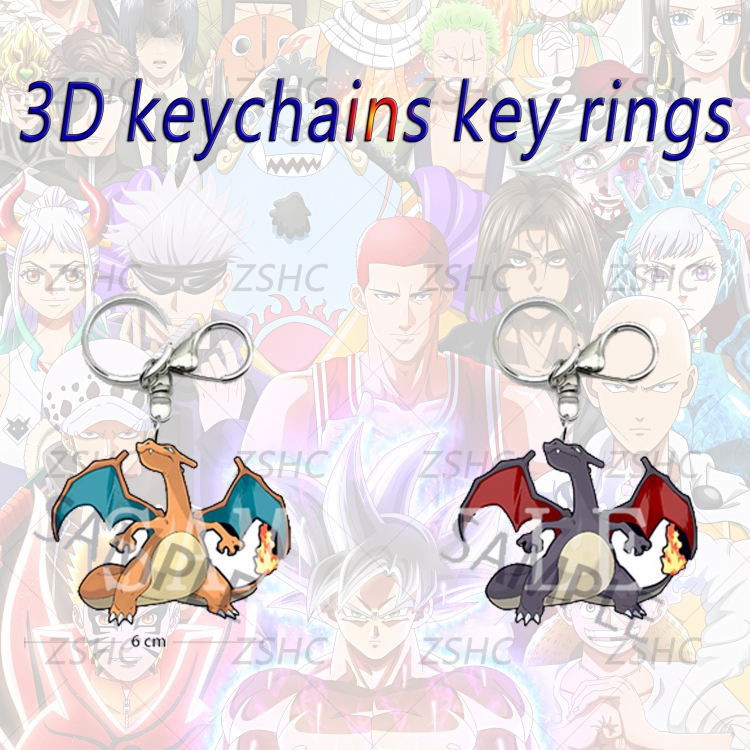 Pokemon 3D gradient acrylic keychain cardboard packaging 5-8CM  price for 5 pcs  K-P06