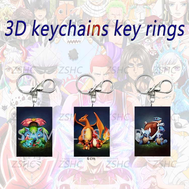 Pokemon 3D gradient acrylic keychain cardboard packaging 5-8CM  price for 5 pcs K-P51