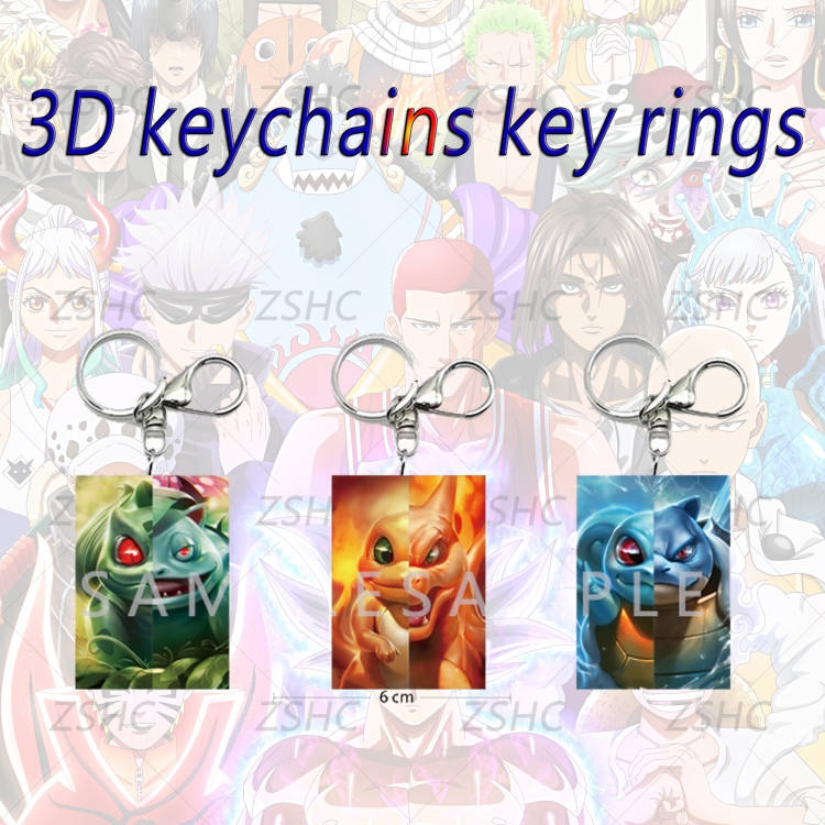 Pokemon 3D gradient acrylic keychain cardboard packaging 5-8CM  price for 5 pcs K-P53