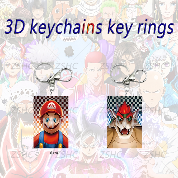 Super Mario 3D gradient acrylic keychain cardboard packaging 5-8CM  price for 5 pcs  K-MR50