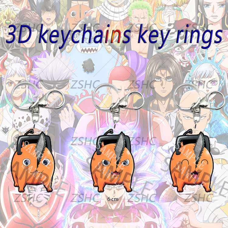 Chainsaw man 3D gradient acrylic keychain cardboard packaging 5-8CM  price for 5 pcs