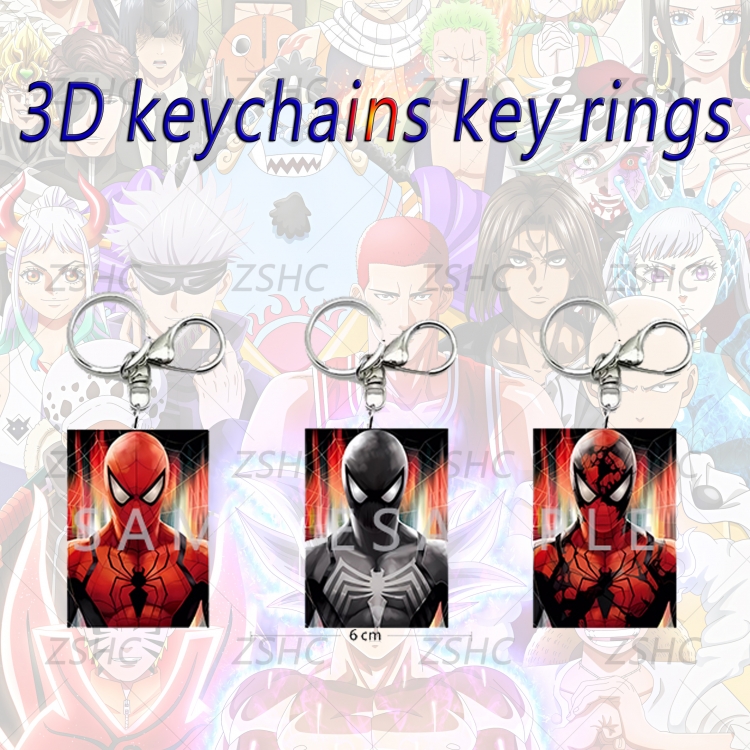 Spider-Man 3D gradient acrylic keychain cardboard packaging 5-8CM  price for 5 pcs