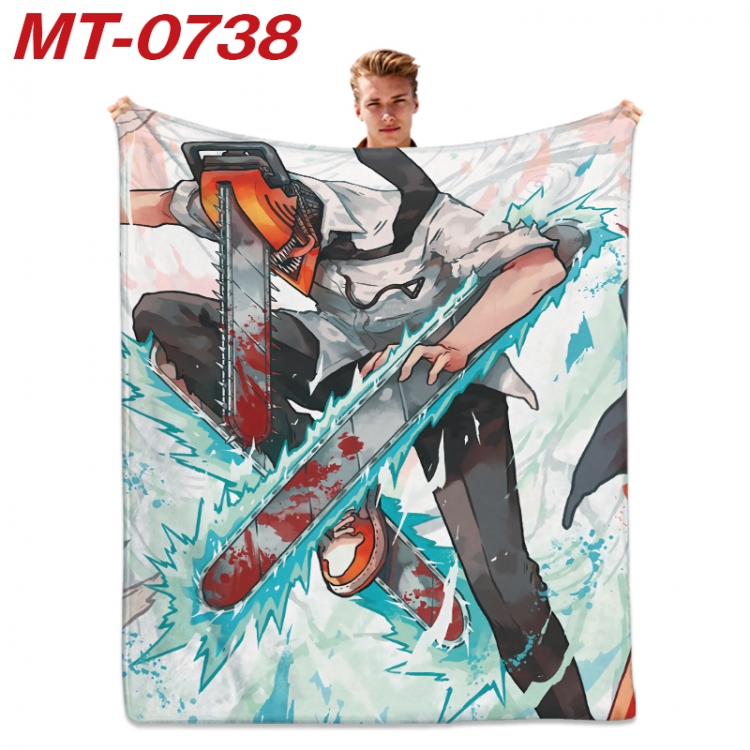 Chainsaw man  Anime flannel blanket air conditioner quilt double-sided printing 100x135cm MT-0738