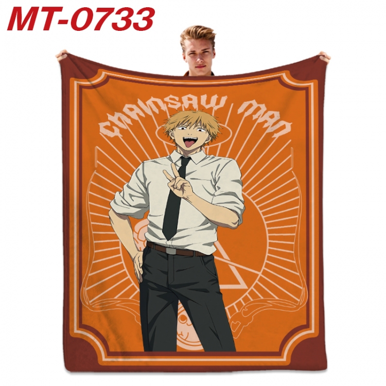 Chainsaw man  Anime flannel blanket air conditioner quilt double-sided printing 100x135cm  MT-0733