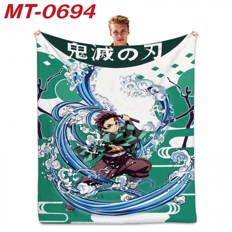 Demon Slayer Kimets  Anime flannel blanket air conditioner quilt double-sided printing 100x135cm MT-0694