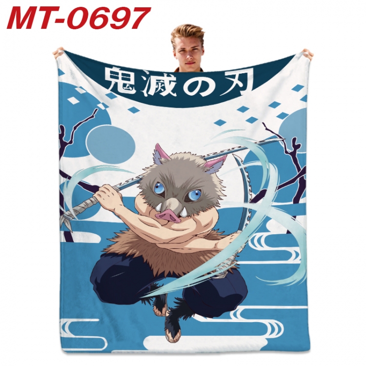 Demon Slayer Kimets  Anime flannel blanket air conditioner quilt double-sided printing 100x135cm MT-0697