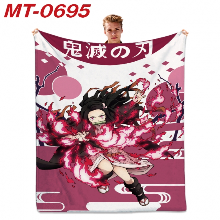 Demon Slayer Kimets  Anime flannel blanket air conditioner quilt double-sided printing 100x135cm MT-0695