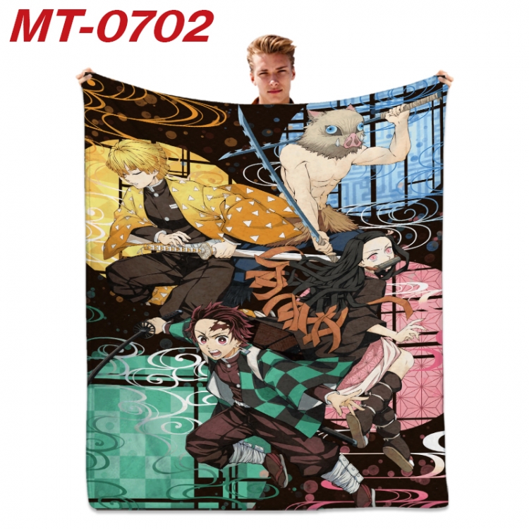 Demon Slayer Kimets  Anime flannel blanket air conditioner quilt double-sided printing 100x135cm MT-0702