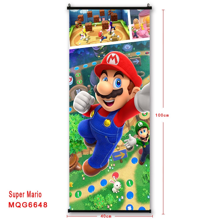 Super Mario  Anime black Plastic rod Cloth painting Wall Scroll 40X100CM MQG-6648