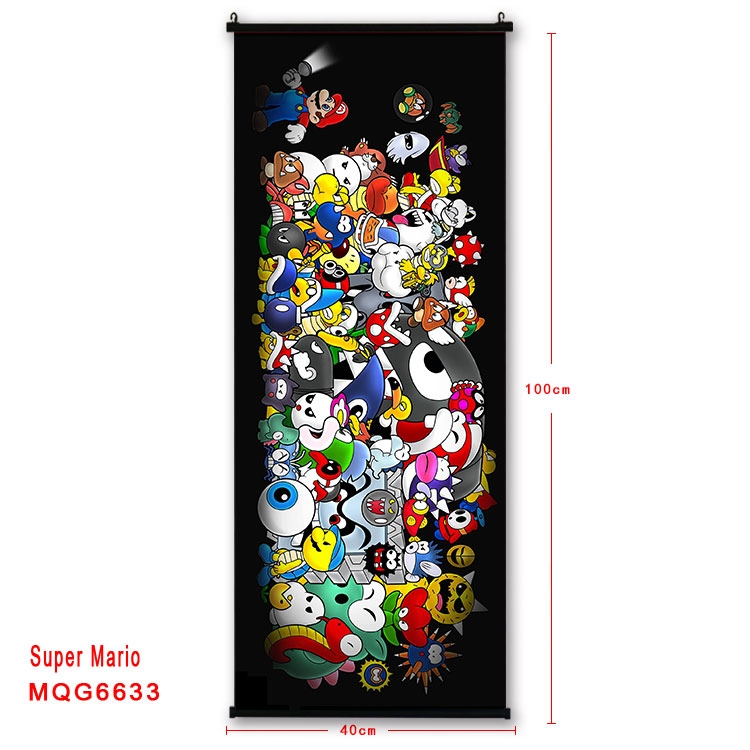 Super Mario  Anime black Plastic rod Cloth painting Wall Scroll 40X100CM  MQG-6633