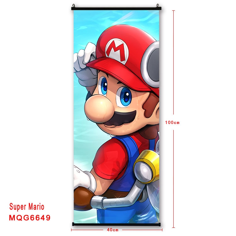 Super Mario  Anime black Plastic rod Cloth painting Wall Scroll 40X100CM MQG-6649