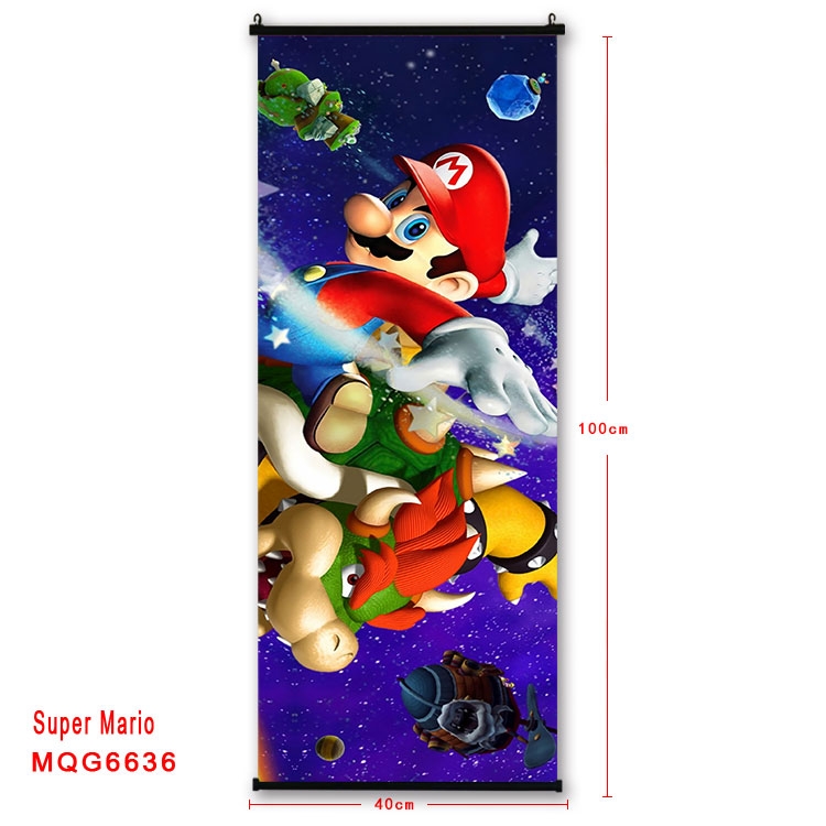 Super Mario  Anime black Plastic rod Cloth painting Wall Scroll 40X100CM  MQG-6636
