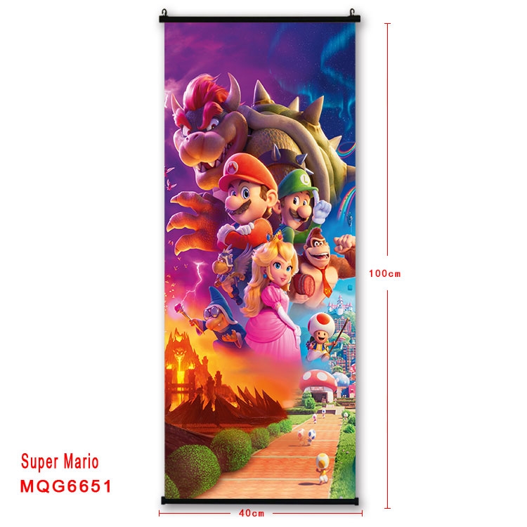 Super Mario  Anime black Plastic rod Cloth painting Wall Scroll 40X100CM  MQG-6651