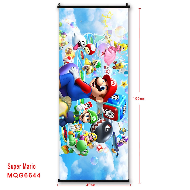 Super Mario  Anime black Plastic rod Cloth painting Wall Scroll 40X100CM MQG-6644
