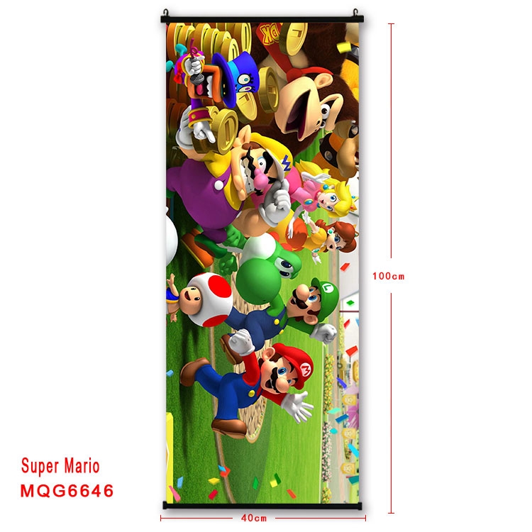 Super Mario  Anime black Plastic rod Cloth painting Wall Scroll 40X100CM MQG-6646