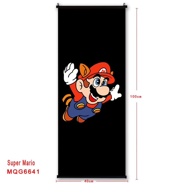 Super Mario  Anime black Plastic rod Cloth painting Wall Scroll 40X100CM MQG-6641
