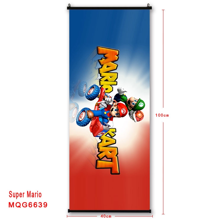 Super Mario  Anime black Plastic rod Cloth painting Wall Scroll 40X100CM  MQG-6639