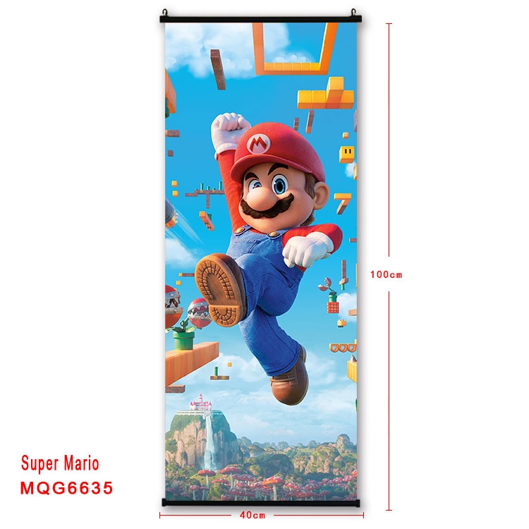 Super Mario  Anime black Plastic rod Cloth painting Wall Scroll 40X100CM MQG-6635