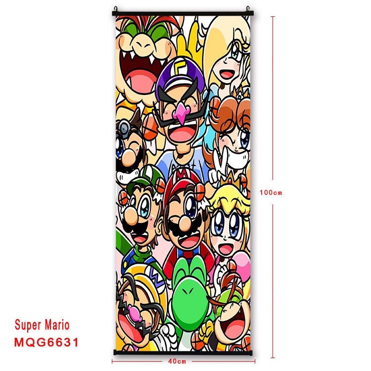 Super Mario  Anime black Plastic rod Cloth painting Wall Scroll 40X100CM  MQG-6631