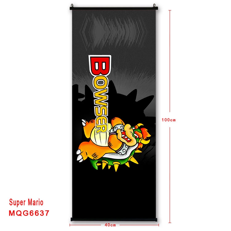 Super Mario  Anime black Plastic rod Cloth painting Wall Scroll 40X100CM MQG-6637