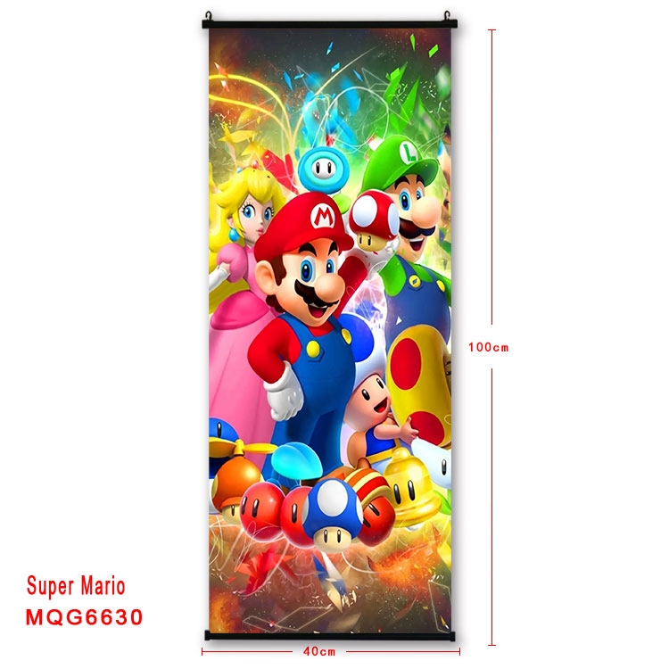 Super Mario  Anime black Plastic rod Cloth painting Wall Scroll 40X100CM  MQG-6630