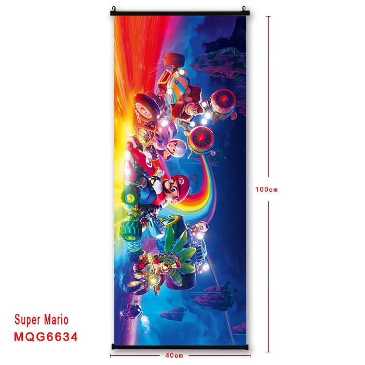 Super Mario  Anime black Plastic rod Cloth painting Wall Scroll 40X100CM MQG-6634