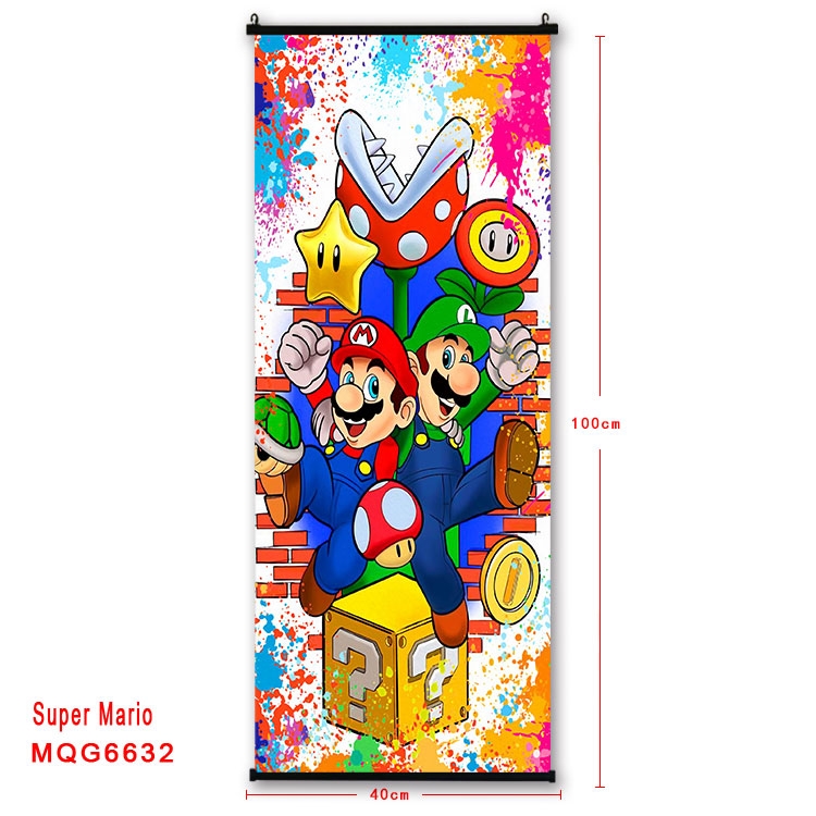 Super Mario  Anime black Plastic rod Cloth painting Wall Scroll 40X100CM  MQG-6632