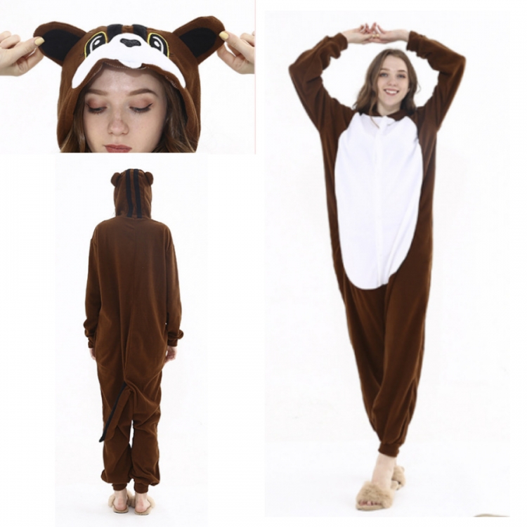 squirrel Animal cartoon series COS performance suit, fleece one piece pajamas from S to XL