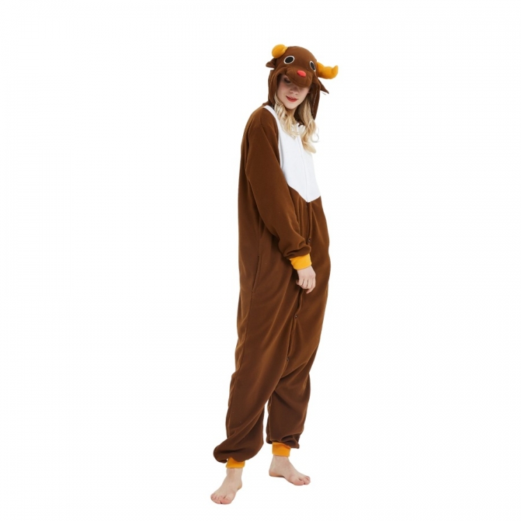 Christmas deer Animal cartoon series COS performance suit, fleece one piece pajamas from S to XL