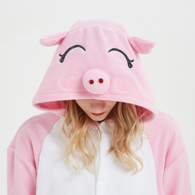 pig Animal cartoon series COS performance suit, fleece one piece pajamas from S to XL