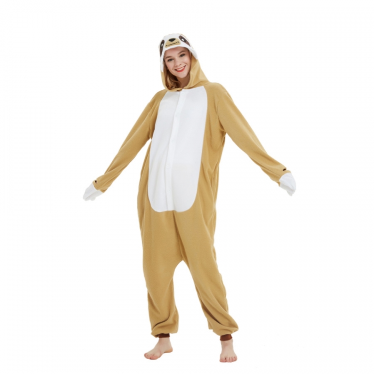 Shallow sloth Animal cartoon series COS performance suit, fleece one piece pajamas from S to XL