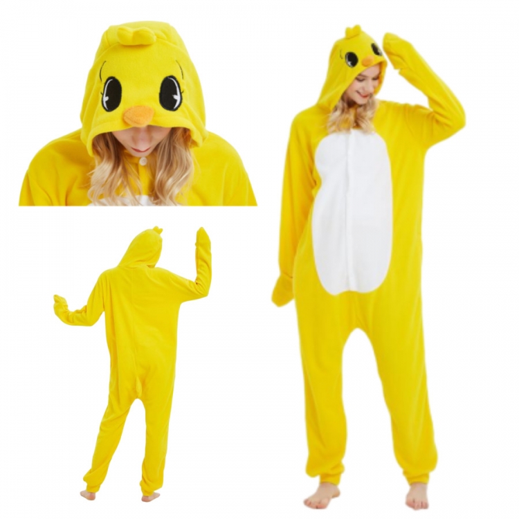 Little Yellow Chicken Animal cartoon series COS performance suit, fleece one piece pajamas from S to XL