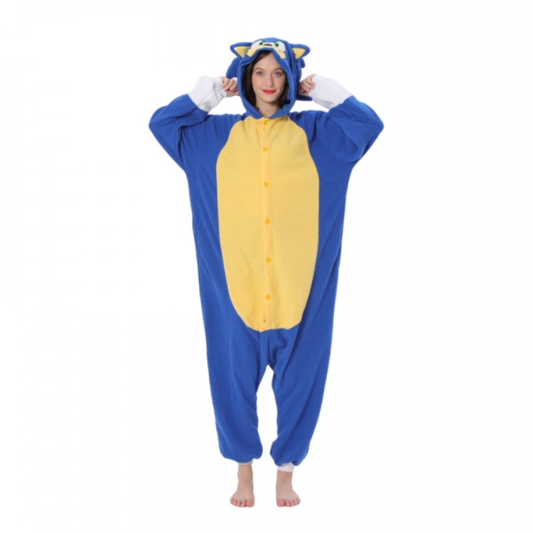 Sonic The Hedgehog Animal cartoon series COS performance suit, fleece one piece pajamas from S to XL