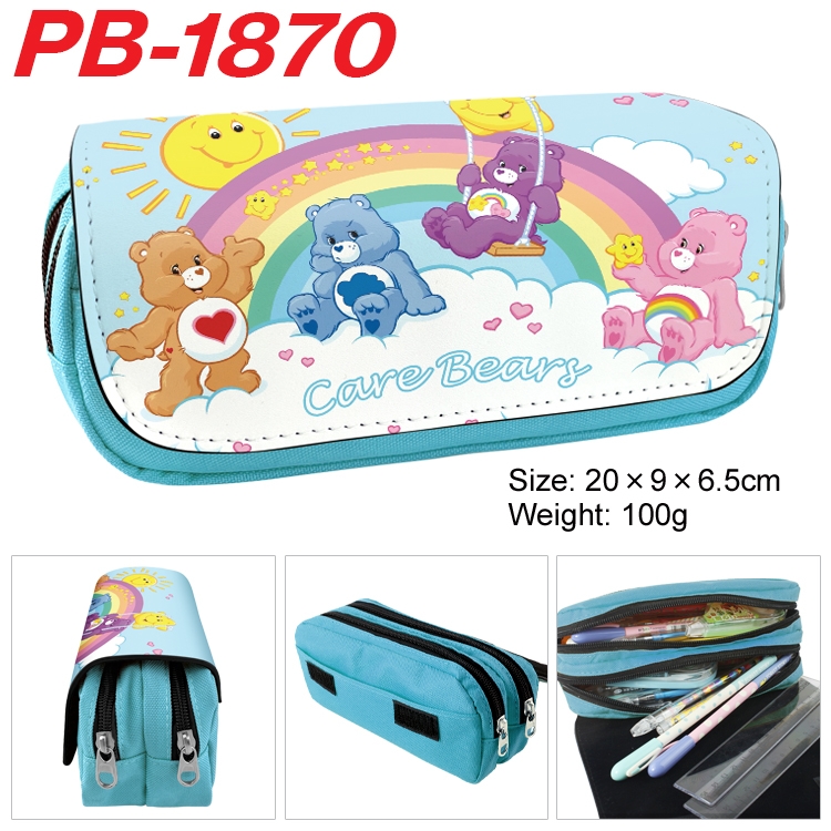 Care Bears PU leather canvas multifunctional stationery case with double zipper pen bag 20x9x6.5cm  PB-1870
