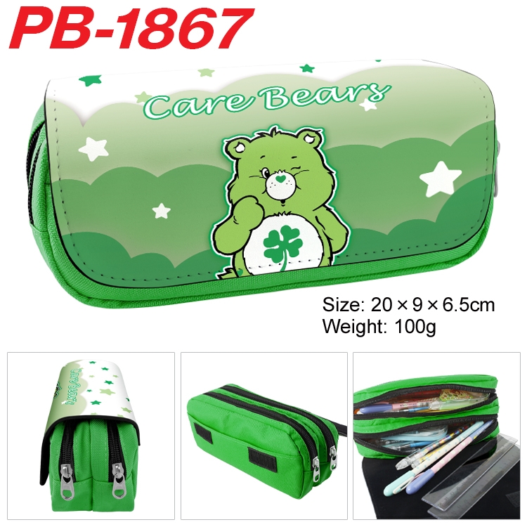 Care Bears PU leather canvas multifunctional stationery case with double zipper pen bag 20x9x6.5cm PB-1867