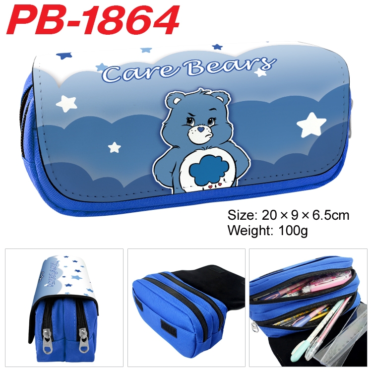 Care Bears PU leather canvas multifunctional stationery case with double zipper pen bag 20x9x6.5cm PB-1864