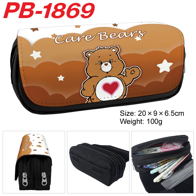 Care Bears PU leather canvas multifunctional stationery case with double zipper pen bag 20x9x6.5cm  PB-1869
