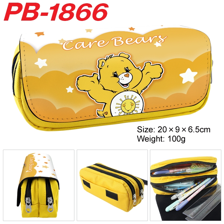 Care Bears PU leather canvas multifunctional stationery case with double zipper pen bag 20x9x6.5cm PB-1866