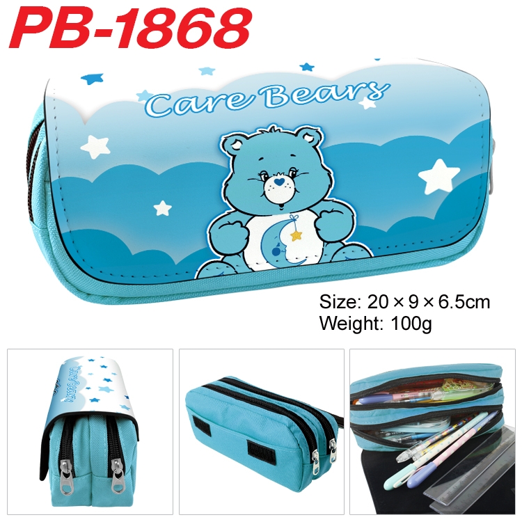 Care Bears PU leather canvas multifunctional stationery case with double zipper pen bag 20x9x6.5cm  PB-1868