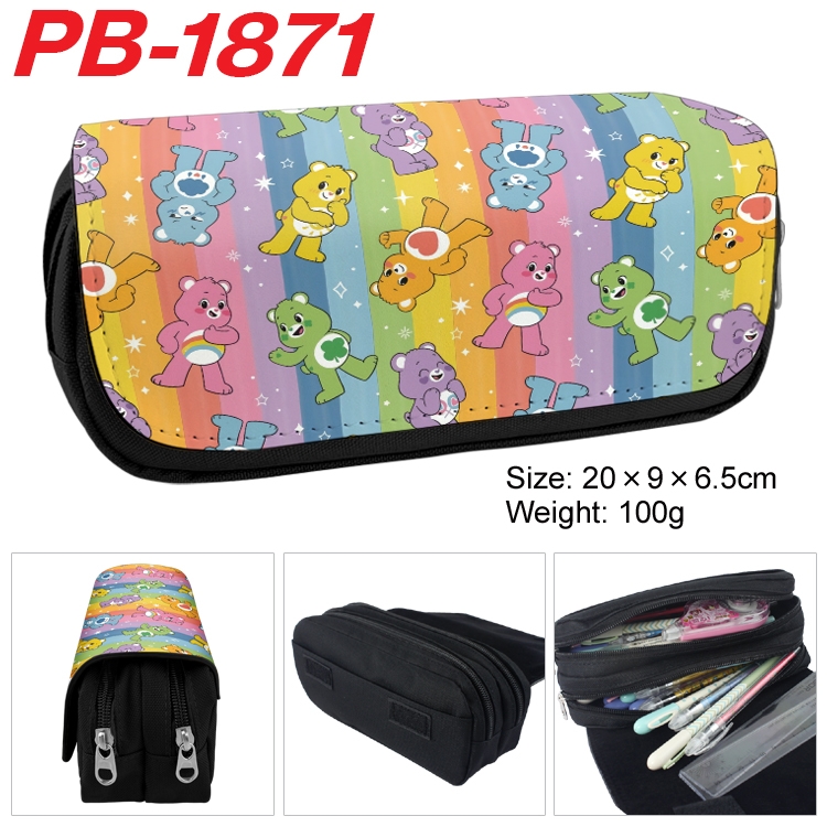 Care Bears PU leather canvas multifunctional stationery case with double zipper pen bag 20x9x6.5cm  PB-1871
