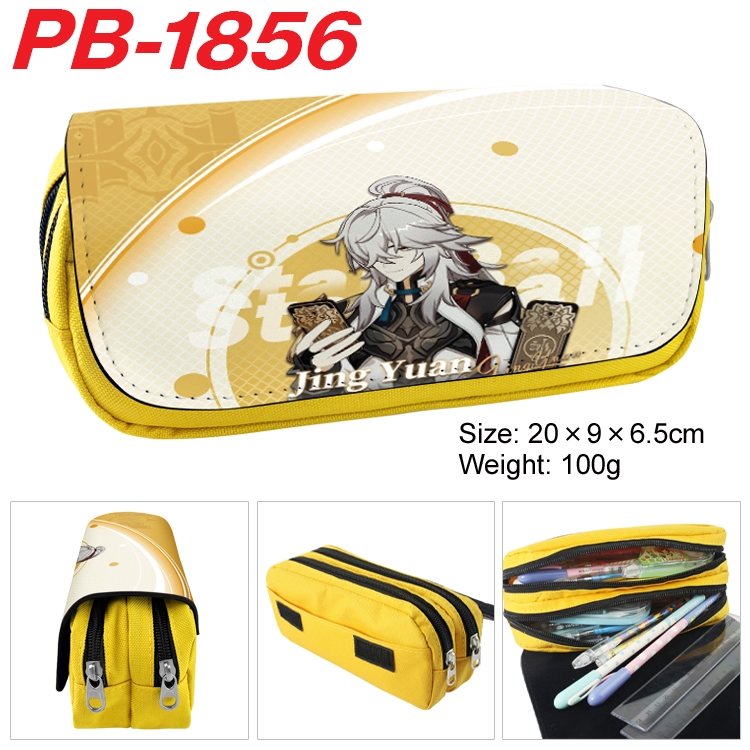 Honkai: Star Rail PU leather canvas multifunctional stationery case with double zipper pen bag 20x9x6.5cm PB-1856